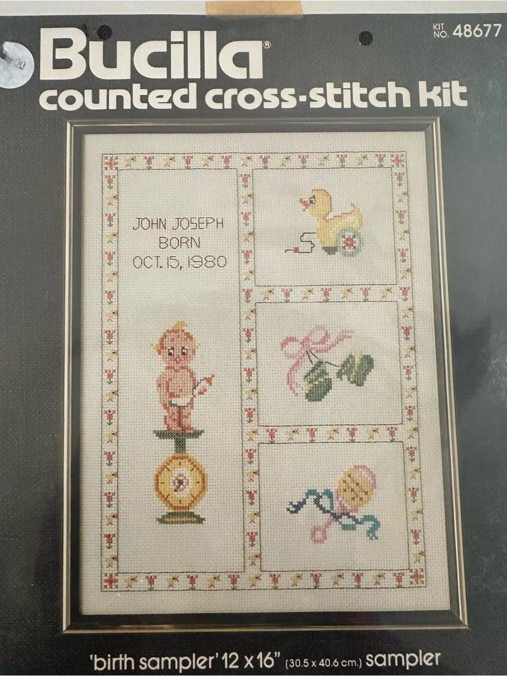 Bucilla Counted Cross-Stitch Birth Sampler - Pastel Baby Motifs 48677
